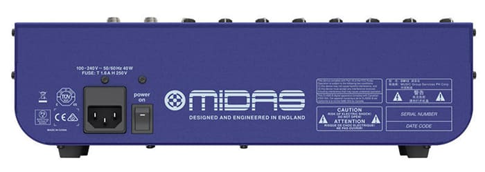 Mặt sau của mixer Midas DM12